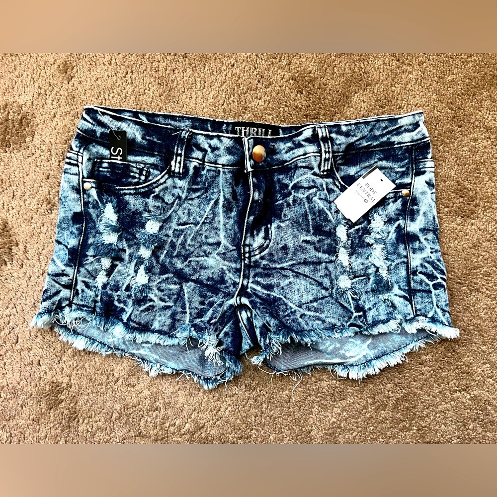 Body Central Distressed Denim Shorts, Size:11